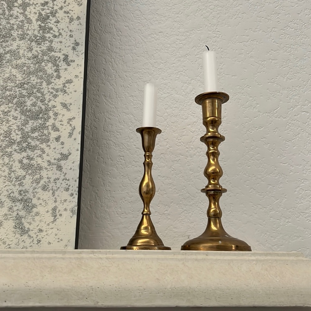 Antique Brass Taper Candle Holders